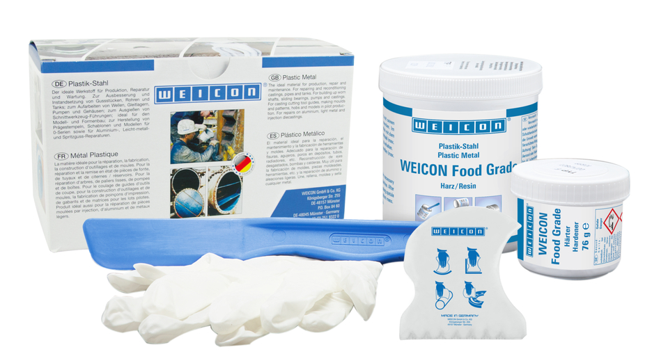 WEICON 食品级防腐型金属修补剂 B4LM | 铝填充环氧树脂产品，用作防磨损保护，食品级